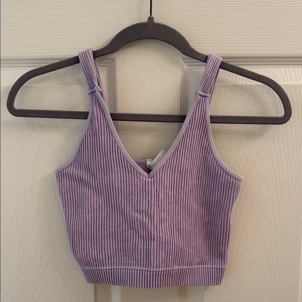 Zenana Outfitters Lavender Ribbed Crop Top
